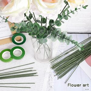 60 Pack Floral Stems Wire for Paper Flower 2 Gauge Flower Stems for Crochet Projects 16 Inch Artificial Green Crafts Wire Wreath Making Supplies for Flower DIY