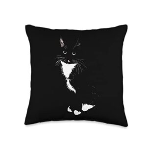 tuxedo cat for owner tee tuxedo cat shirt gift for men women throw pillow, 16x16, multicolor