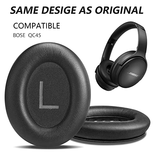 GVOEARS QC45 Earpads Replacement Premium Ear Pads Cushions for Bose QuietComfort 45, QC45 Headphones Comfortable Memory Foam(Black)