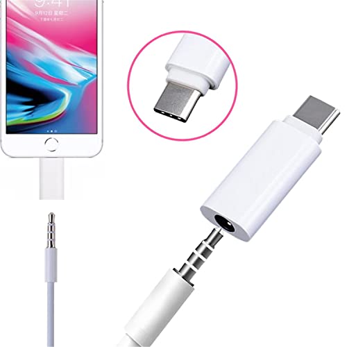 HiLeyJey USB Type C to 3.5mm Headphone Adapter Type C Adapter Port to 3.5MM Aux Audio Earphone Headphone Cable USB Typ C Aux Adapter (White)