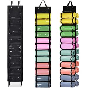 legging organizer storage, t-shirt organizer, foldable hanging closet organizer, hanging clothes organizer with 24 roll compartments for yoga clothes, pants, tank top, towel, underwear, shirt (black)