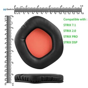 Geekria QuickFit Protein Leather Replacement Ear Pads for Asus Strix 7.1, Strix 2.0, Strix PRO, Strix DSP Headphones Ear Cushions, Headset Earpads, Ear Cups Cover Repair Parts (Black)