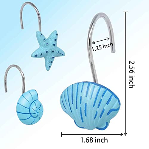 WaoDoing Shower Curtain Hooks Rings, Stainless Steel Rustproof Decorative Bathroom Curtain Hooks, Easy to Install and Sturdy Shower Hooks for Bathroom Decor, Set of 12