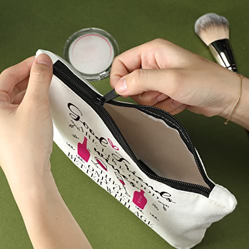 SENJIAN Friendship Gift for Women Makeup Bag Funny Long Distance Friendship Graduation Birthday Christmas Gifts Idea for Her Bestie BFF Sister Mom Wife Aunt Good Friends Are Like Good Wines friend