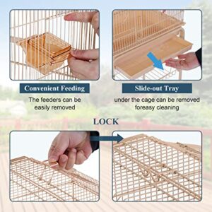 Bird Cages for Parakeets Cockatiels Lovebirds Macaw Conure, Large 64 Inch Open Top Parakeet Cage with Stand & Storage Shelf, White Wrought Iron Flight, Almond