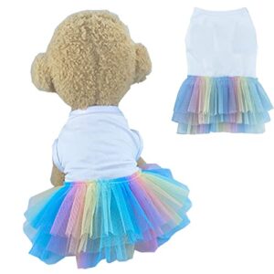 aniac dog vest skirt puppy princess dresses cute birthday tutu skirt doggy wedding outfit pet clothing for cats and small medium dogs (large, white)