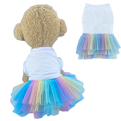 ANIAC Dog Vest Skirt Puppy Princess Dresses Cute Birthday Tutu Skirt Doggy Wedding Outfit Pet Clothing for Cats and Small Medium Dogs (Large, White)