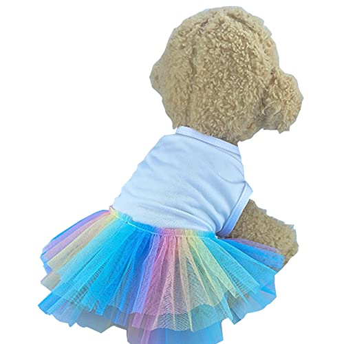 ANIAC Dog Vest Skirt Puppy Princess Dresses Cute Birthday Tutu Skirt Doggy Wedding Outfit Pet Clothing for Cats and Small Medium Dogs (Large, White)