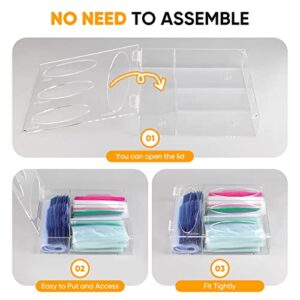 Vonhen Ziplock Bag Storage Organizer - Acrylic Kitchen Drawer Baggie Organizer Box for Gallon, Quart, Sandwich and Snack, Compatible with Ziploc, Solimo, Hefty, Glad Bags Variety Size