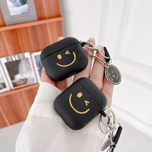 BLRGMZC with Fancy Happy Smiley Lanyard Keychain Airpods 3rd Generation Case Cover，for Boys Girly Women Design.Cute Unique Smiley Personalised TPU Soft Airpods 3 Frosted Case