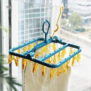 Radefasun Clip and Drip Hanger with 32 Clips Plastic Swivel Hook Portable Folding Drying Rack Baby Clothes Hanger Foldable Travel Accessories for Socks Bras Lingerie Towels Underwear Gloves