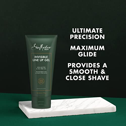 SheaMoisture Shaving Kit for Men - Softening Skin Oil, Invisible Line Up Gel, Shave Butter, Aftershave Cream w/Tea Tree Oil, Gifts for Men (4 Piece Set)