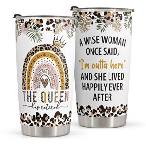 macorner retirement gifts for women - stainless steel tumbler 20oz - retirement gifts for coworker teacher police nurse doctor - i'm outta here goodbye farewell drinking cups for female coworker