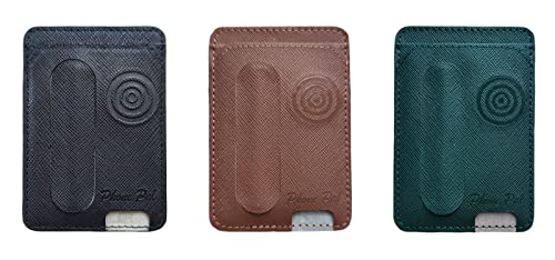 Phone Wallet Stick On Made of Imitation Leather with Stand and RFID Blocking Ideal Phone Card Holder for Credit Cards and ID Card Compatible with Most Smartphones (Green)