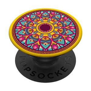 vibrant mandala for peace relaxation meditation aid focus popsockets swappable popgrip