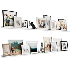 Wallniture Denver White 84" Picture Ledge Shelf for Living Room Decor, Floating Shelves for Wall Decor, Long Shelf Set of 2 for Bedroom, Hallway