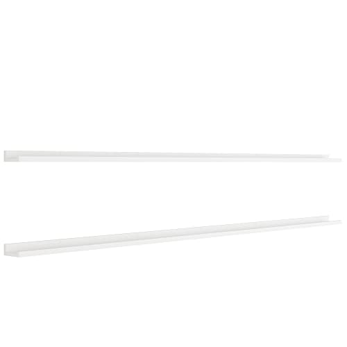 Wallniture Denver White 84" Picture Ledge Shelf for Living Room Decor, Floating Shelves for Wall Decor, Long Shelf Set of 2 for Bedroom, Hallway