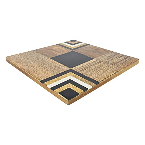 Black and White Squares Wood Trivet