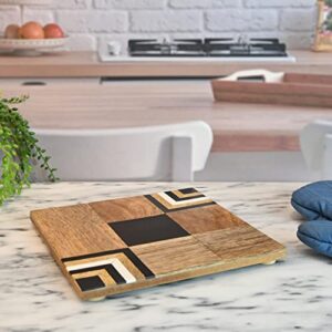 Black and White Squares Wood Trivet