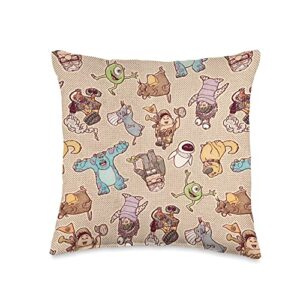 pixar disney characters halftone print throw pillow, 16x16, multicolor