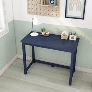 max & lily solid wood desk, 40 inches, blue