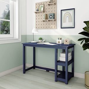 Max & Lily Solid Wood Desk With Shelves, 47 Inches, Blue