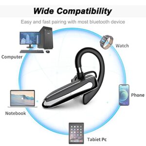 EUQQ Bluetooth Wireless Earpiece for Cellphone, Bluetooth 5.1 Headset Wireless Headphone with Charging Case,Microphone for Office Driving, Hands-Free Earphones Compatible with Android/iOS