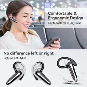 EUQQ Bluetooth Wireless Earpiece for Cellphone, Bluetooth 5.1 Headset Wireless Headphone with Charging Case,Microphone for Office Driving, Hands-Free Earphones Compatible with Android/iOS