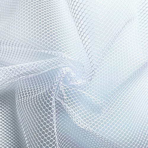 29.5 X 59 Inch White Hexagonal Mesh Fabric Slightly Stretchy for Backpack Pocket and Straps, Laundry Bag,Trunk Lining,Netting Clothes, Netting Bag Shopping Bag (White)