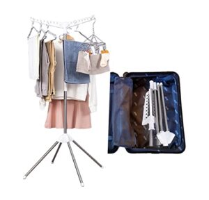 clesuz portable clothes rack, heavy duty tripod foldable drying rack fit in carry-on baggage for home and travel…