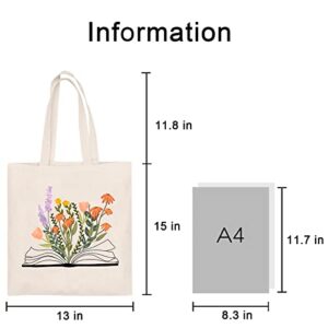 Kimoli Canvas Aesthetic Tote Bag for Women with Interior Pocket Book Totes Shopping Shoulder Bag Reusable Grocery Bags (Style-B)