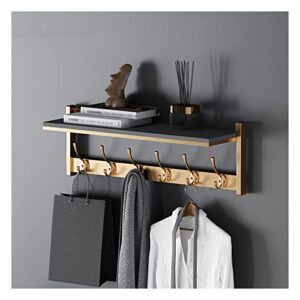 gxdjc coat rack for wall, coat rack hook, wall hooks with shelf, coat hanger wall mount for hanging jacket coat,for your entryway, kitchen, bedroom (color : gold+grey, size : 6 hooks)