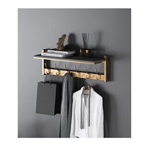 GXDJC Coat Rack for Wall, Coat Rack Hook, Wall Hooks with Shelf, Coat Hanger Wall Mount for Hanging Jacket Coat,for Your Entryway, Kitchen, Bedroom (Color : Gold+Grey, Size : 6 Hooks)