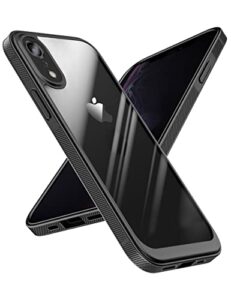 quikbee iphone xr case, non-slip, crystal clear, military grade drop protection, slim & thin - 6.1 inch (black)