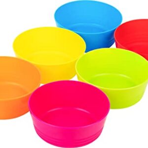 PLASKIDY Plastic Toddler Bowls Set of 6 Kids Bowls 10 Oz - Toddlers Cereal Bowls Microwave Dishwasher Safe BPA Free Brightly Colored Children Snack Bowls Great for Cereal, Soup, Snack, Fruit or Salad