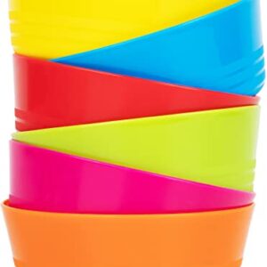 PLASKIDY Plastic Toddler Bowls Set of 6 Kids Bowls 10 Oz - Toddlers Cereal Bowls Microwave Dishwasher Safe BPA Free Brightly Colored Children Snack Bowls Great for Cereal, Soup, Snack, Fruit or Salad