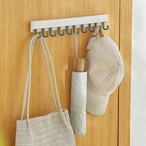 Poeland Kitchen Rail Utensil Rack with 10 Sliding Hooks, Wall Mounted Hanger Hooks for Bathroom Kitchen Bedroom