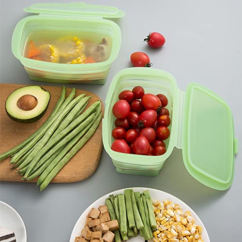 Cozihom Silicone Collapsible Refrigerator Food Storage Box with Lid, Food Storage Container, Space Saving, Microwave/Freezer/Dishwasher Safe