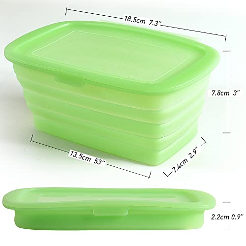 Cozihom Silicone Collapsible Refrigerator Food Storage Box with Lid, Food Storage Container, Space Saving, Microwave/Freezer/Dishwasher Safe