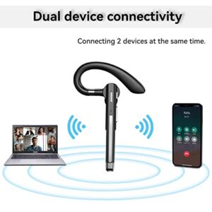 EUQQ Bluetooth Wireless Earpiece for Cellphone, Bluetooth 5.1 Headset Wireless Headphone with Charging Case,Microphone for Office Driving, Hands-Free Earphones Compatible with Android/iOS