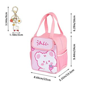 𝗞𝗮𝘄𝗮𝗶𝗶 𝗟𝘂𝗻𝗰𝗵 𝗕𝗮𝗴 for Girls Cute Lunch Box Bag Insulated Bag Reusable Tote Bag for Hot or Cold Work, Picnic, Travel