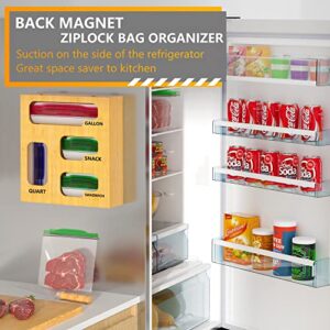 Ziplock Bag Storage Organizer for Drawer - Bamboo Kitchen Food Storage Bag Organizer Holders, Gallon Quart Snack Sandwich and Slider Bag Dispenser, Compatible with Ziploc Hefty Glad Solimo and More