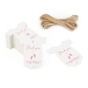 thank you for popping by tags,100pcs gift tag with natural jute twine perfect for bridal showers, birthdays, parties, baby showers favors or special events (pink)