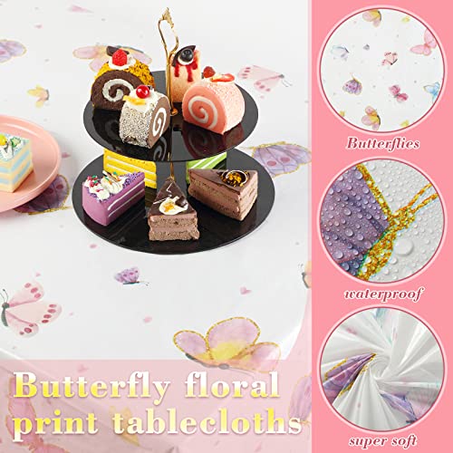 3 Pcs Butterfly Tablecloth Plastic Table Cloth Butterfly Decorations Rectangle Butterfly Table Cover Butterfly Party Decorations for Girls Birthday Wedding Spring Theme Party Supplies