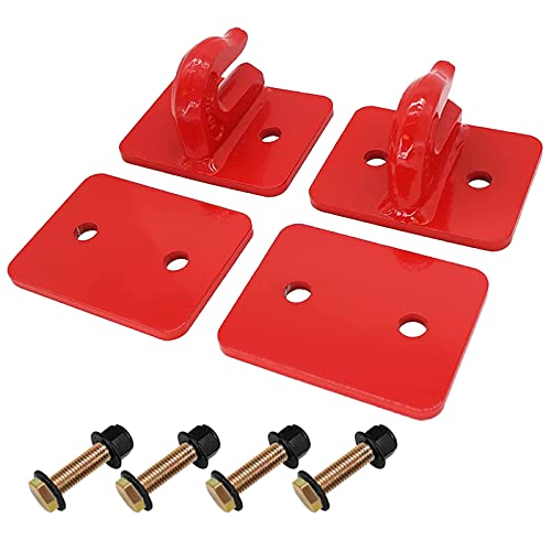 EBESTTECH 2 Pack 3/8"" Tractor Bucket Tow Hook 15000lbs Break Strength Bolt on Grab Hook for John-Deere Truck UTV ATV Tractor Bucket with Backer Plate and Grade 70 Forged Steel，Red