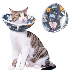 vkpetfr cat recovery collar,waterproof adjustable pet cone e-collar for after surgery,soft dog cat cone collar easy for cats to eat and drink(grey)
