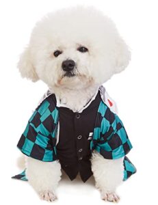 impoosy dog halloween costume cute pet clothes puppy cosplay shirts for small medium large dog clothing outfits (m,green)