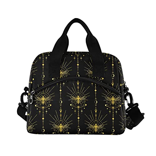 Lunch Bag Cooler Tote Bag Thermal insulated large Bee Moon Sun Star for student travel School Work Portable Pocket Adjustable Shoulder Strap