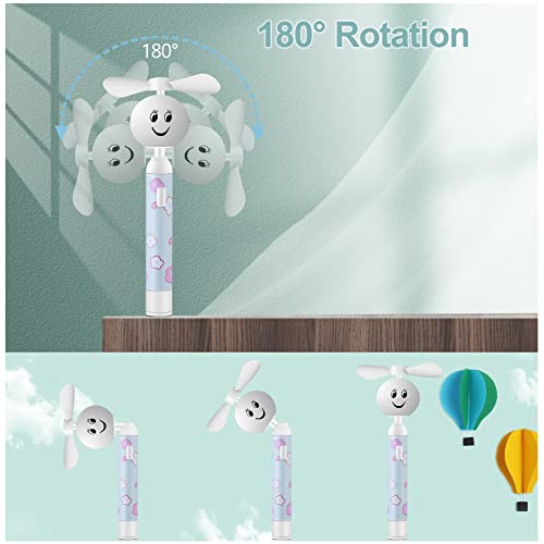 Honiha Handheld Mini Fan, Small Portable Pocket Fan, Creative Smiley Face Shaped Personal Fan Replaceable Battery Hand held Fan Cute Little Fan for Girls, Women, Kids, Outdoor Travel, Commute, Blue