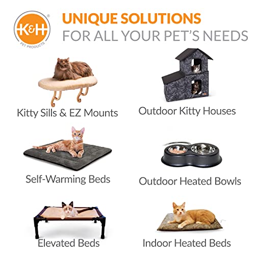 K&H PET PRODUCTS Thermo-Pet Nest Heated Cat Bed for Indoor Cats & Kittens, 2-in-1 Heated Cat Cave & Cuddler, Gray, Small 18 X 15 Inches